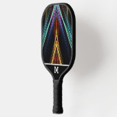 Raquette De Pickleball Pyramide de Couleurs rayons vifs avec Monogramme (Gauche)