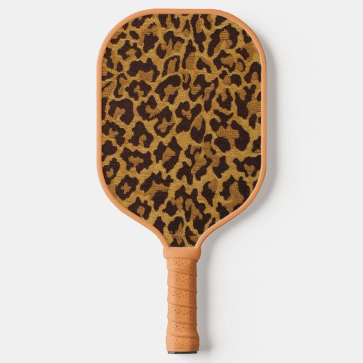 Raquette De Pickleball RAB Rockabilly Imprimé Léopard Marron Or (Recto)