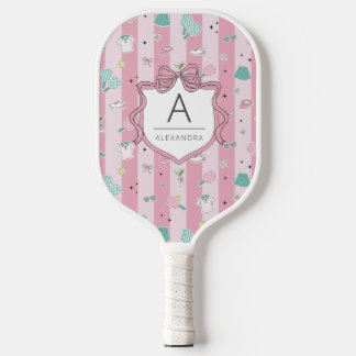 Raquette De Pickleball Raft de pré-impression de monogramme rose