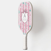 Raquette De Pickleball Raft de pré-impression de monogramme rose (Gauche)