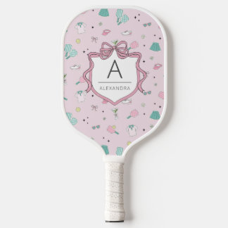 Raquette De Pickleball Raft de pré-impression de monogramme rose