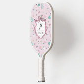 Raquette De Pickleball Raft de pré-impression de monogramme rose (Gauche)