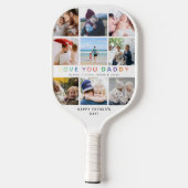 Raquette De Pickleball Rainbow 'LOVE YOU DADDY' Photo Collage Keepsaké (Verso)