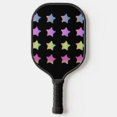 Raquette De Pickleball Rainbow Stars Dégradé Noir Nom du script (Verso)