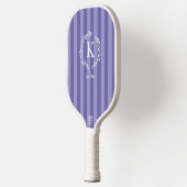 Raquette De Pickleball Rameaux de laurier de monogramme à rayures violett (Gauche)