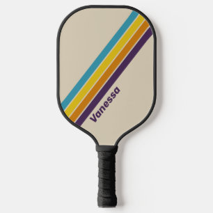 Raquette De Pickleball Rayé de poussière de prune arc-en-ciel avec nom