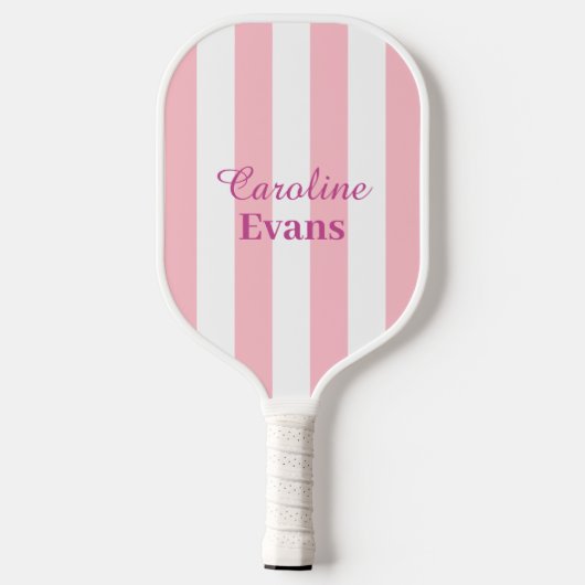 Raquette De Pickleball Rayé de rose et de blanc (Verso)