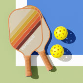 Raquette De Pickleball Rayé Rétro avec Nom