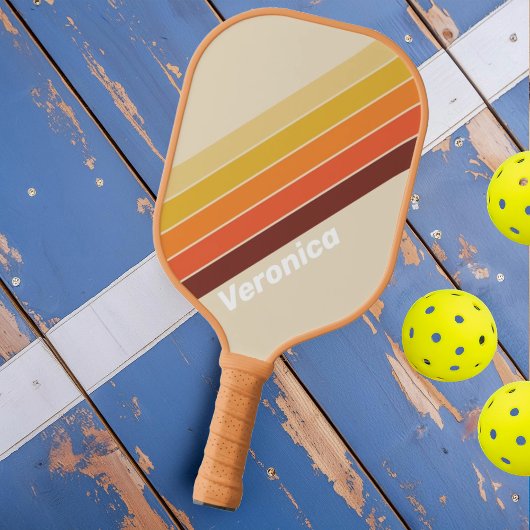 Raquette De Pickleball Rayé Rétro avec Nom