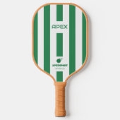 Raquette de Pickleball rayée verte rose moderne (Recto)