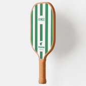 Raquette de Pickleball rayée verte rose moderne (Gauche)