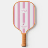 Raquette de Pickleball rayée verte rose moderne (Verso)
