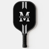 Raquette De Pickleball Rayure de monogramme de nom de coureur (Recto)