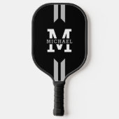 Raquette De Pickleball Rayure de monogramme de nom de coureur (Verso)