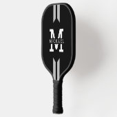 Raquette De Pickleball Rayure de monogramme de nom de coureur (Gauche)