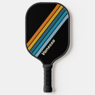 Raquette De Pickleball Rayure Noir Arc-en-ciel avec Nom