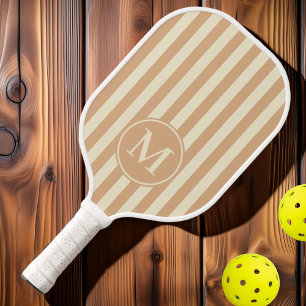 Raquette De Pickleball Rayure Polo Milieu de Siècle Baiser de Pêche Monog