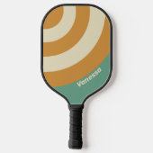 Raquette De Pickleball Rayure Rétro Moss Circle avec Nom (Verso)