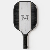 Raquette De Pickleball Rayure verticale en bois rustique noir blanc (Recto)