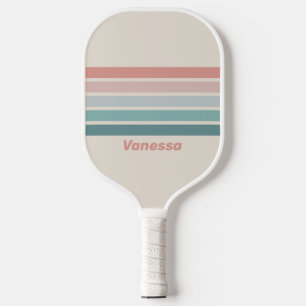 Raquette De Pickleball Rayures avec coquillage tendre de style vintage et