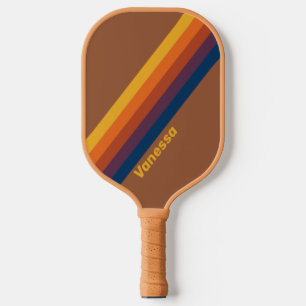 Raquette De Pickleball Rayures d'argile séchées au soleil avec nom
