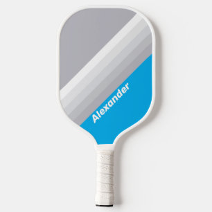 Raquette De Pickleball Rayures de ciel bleu nuageux avec nom