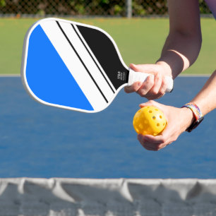 Raquette De Pickleball Rayures de course blanches noires et bleues sporti