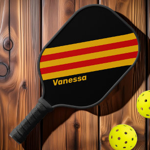 Raquette De Pickleball Rayures de la capitale vintage avec nom