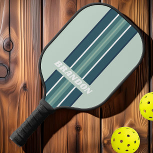 Raquette De Pickleball Rayures de rallye nostalgiques Ocean Green avec no