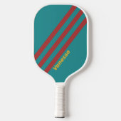 Raquette De Pickleball Rayures de récif rubis avec nom (Verso)