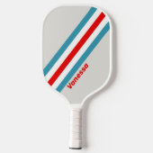 Raquette De Pickleball Rayures de Thunderbird avec nom (Verso)