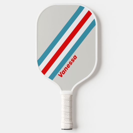 Raquette De Pickleball Rayures de Thunderbird avec nom (Recto)