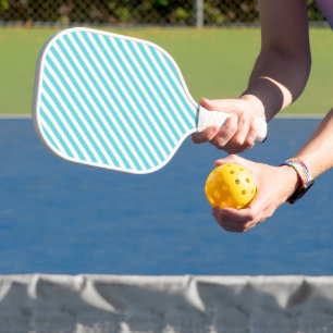 Raquette De Pickleball Rayures diagonales classiques bleu et blanc
