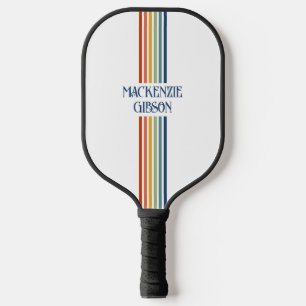 Raquette De Pickleball Rayures minimalistes monogrammes rétro