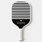 Raquette De Pickleball Rayures modernes avec Monogramme cardiaque haut de (Verso)