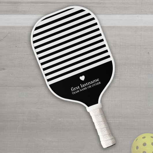 Raquette De Pickleball Rayures modernes avec Monogramme cardiaque haut de