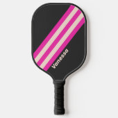 Raquette De Pickleball Rayures Rétro Bubble Gum avec Nom (Recto)