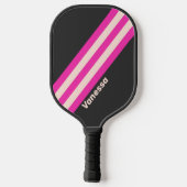 Raquette De Pickleball Rayures Rétro Bubble Gum avec Nom (Verso)