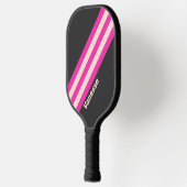 Raquette De Pickleball Rayures Rétro Bubble Gum avec Nom (Gauche)