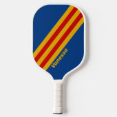Raquette De Pickleball Rayures rétro chaleureuses avec nom (Verso)