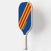 Raquette De Pickleball Rayures rétro chaleureuses avec nom (Gauche)
