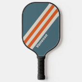 Raquette De Pickleball Rayures Rétro de Surfside avec Nom (Recto)