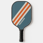 Raquette De Pickleball Rayures Rétro de Surfside avec Nom (Verso)