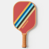 Raquette De Pickleball Rayures Rétro Murmur avec nom (Verso)