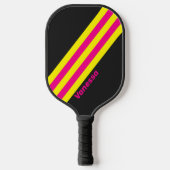 Raquette De Pickleball Rayures rétro Sun Glow avec nom (Recto)