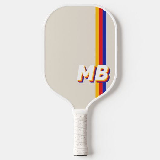 Raquette De Pickleball Rayures rétrospectives Monogramme initial personna (Recto)
