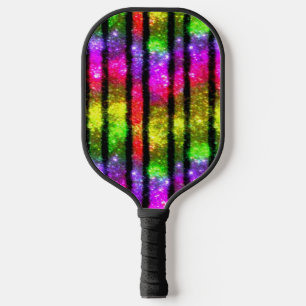 Raquette De Pickleball Rayures scintillantes néon arc-en-ciel