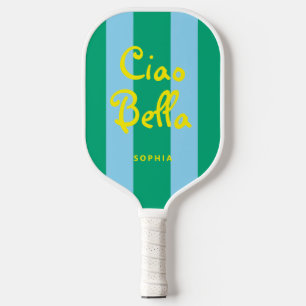 Raquette De Pickleball Rayures vertes et bleues vives Ciao Bella
