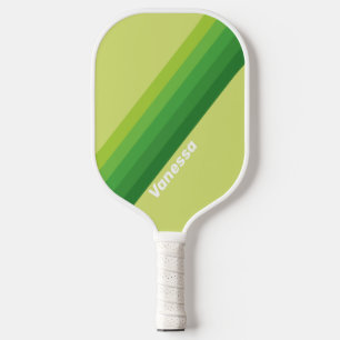 Raquette De Pickleball Rayures Vertes sur un Nénuphar avec Nom