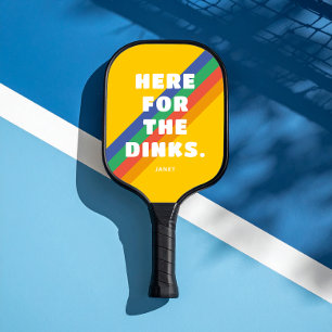 Raquette De Pickleball Rayures Vintage sur Jaune Doré Ici pour le Dink